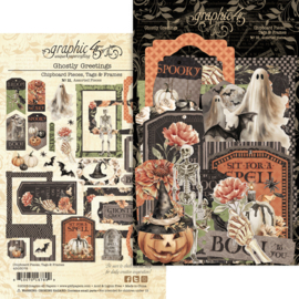 Graphic 45 Ghostly Greetings Chipboard Pieces, Tags & Frames