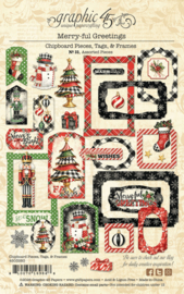 Graphic 45 Merry-ful Greetings Chipboard Pieces, Tags & Frames