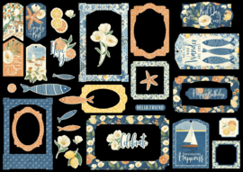 Graphic 45 Scenic Route Chipboard Pieces, Tags & Frames