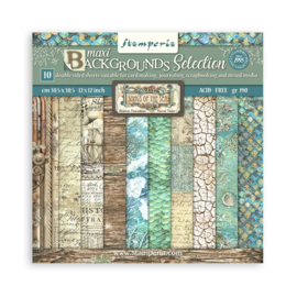 Stamperia Songs of the Sea Maxi Backgrounds 12x12 Inch Paper Pack