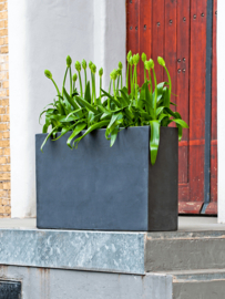 Rechthoekige Fiberstone plantenbak L91xB20xH50 cm. Kleur: Shiny White