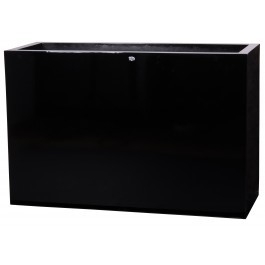 Rechthoekige Fiberstone plantenbak op wielen L120 x B45 x H80 cm. Kleur: Shiny Black