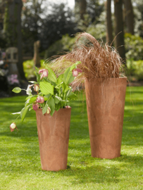 Duurzame composiet plantenbak taps toelopend 'Stone Art' | Gerecyclede plantenbak Ø 37 x H 70 cm