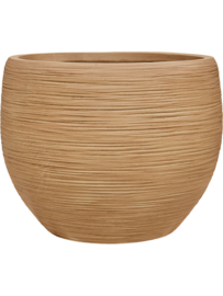 Ronde Fiberclay bloembak 'Sandflow' | kleur: Brown Beige | Ø 50 x H 38 cm