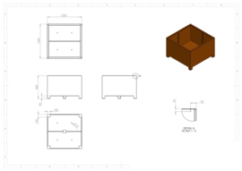 CorTenstaal plantenbak 'Premium' op poten 120x120x80 cm