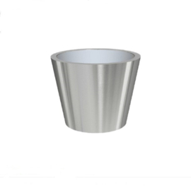 RVS plantenbak, conische vorm 'Panache Plus' op ring | brede bovenrand Ø70 x H55cm