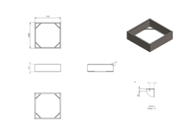 Aluminium plantenbak zonder bodem 140x140x40 cm