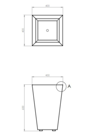 Aluminium plantenbak taps uitlopend 'Fortis' 40x40x60 cm