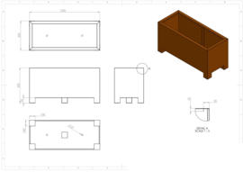 Cortenstaal plantenbak rechthoek 'Premium' op poten 120 x 50 x 60 cm