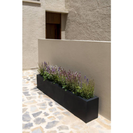 Rechthoekige Fiberstone plantenbak  L200 x B30 x H40 Kleur: Stone Black