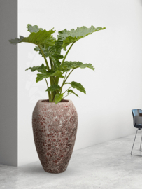 Keramiek plantenbak gemeleerd red lava Ø45 x H75 cm