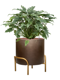 Kunststof plantenbak op poten 'Gambe' Ø 40 x H 43 cm | Coffee