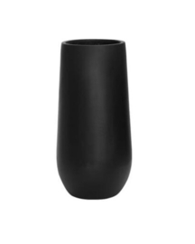 Ronde Fiberstone vaas  'Houston XL'  Ø101 x H50 cm | Kleur: Antraciet Stonelook