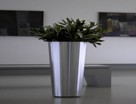 RVS plantenbak, conische vorm 'Panache Plus' op ring | brede bovenrand Ø60 x H75cm