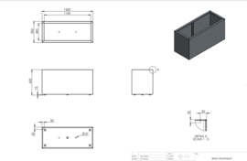 Aluminium plantenbak langwerpig `Border` 120x50x60 cm