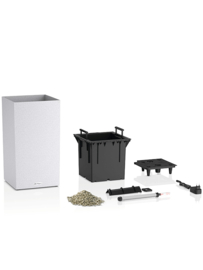 Stonelook plantenbak Quartzwhite met verlichting + bewateringssyteem 30x30x56 cm