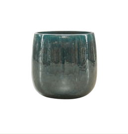 Keramiek plantenbak 'Illy' glanzend petrolblauw  Ø56 x H56 cm