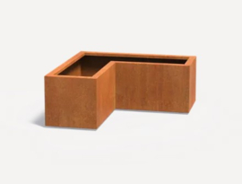 Cortenstaal plantenbak L-vorm 'Horba' 100x100x40 cm