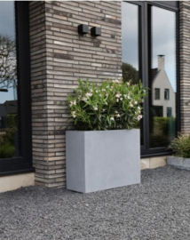 Rechthoekige Fiberstone plantenbak op wielen L100 x B40 x H80 cm. Kleur: Stone Grey