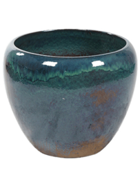 Keramiek plantenbak 'Oceano' mixed blauw geglazuurd Ø55 x H44 cm