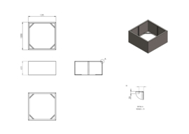 Aluminium plantenbak zonder bodem 120x120x60 cm