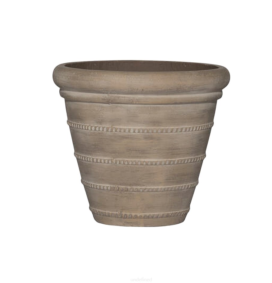 Ronde stonelook bloembak `Veridian` | Kleur Beige Ø52 x H46 cm