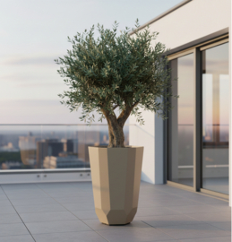 Aluminium plantenbak in facet vorm 'Warsaw' Ø60 x H120 cm
