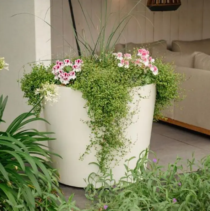 Polyester plantenbak `Elegante` Ø89 x H100 cm