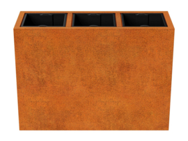Cortenstaal plantenbak rechthoek met uitneembare vakverdeling 'Vidam' 125 x 45 x 90 cm