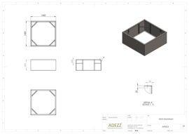 Aluminium borderbak 'Rubik' plantenbak zonder bodem 140x140x60cm