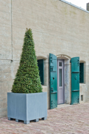 Vierkante stonelook plantenbak `Austin` Afmeting: L130 x B130 x H100 | Kleur: Grey Stonelook