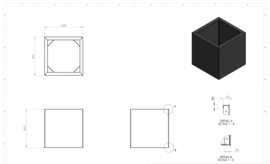 Verzinkt staal plantenbak 60x60x60 cm (bouwpakket)