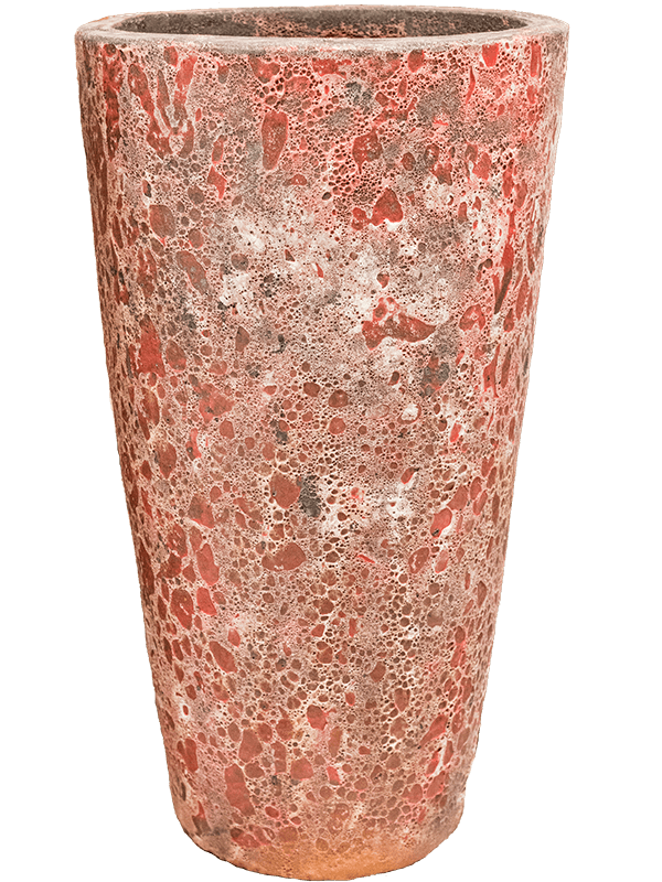 Keramiek plantenbak gemeleerd red lava Ø46 x H85 cm