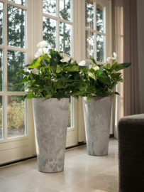 Duurzame composiet plantenbak taps toelopend 'Stone Art' | Gerecyclede plantenbak Ø 37 x H 70 cm