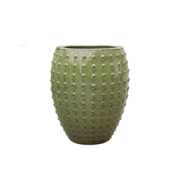 Keramiek plantenbak  'Lucia' glanzend groen Ø44 x H55 cm