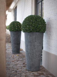 Duurzame composiet plantenbak taps toelopend 'Stone Art' | Gerecyclede plantenbak Ø 37 x H 70 cm