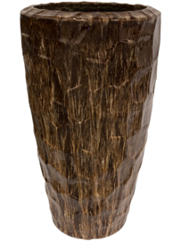 Keramiek plantenbak 'Sophia' bruin hoogglans lak  Ø42 x H74 cm