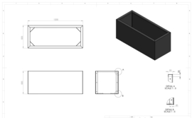 Verzinkt staal plantenbak 120x50x50cm (bouwpakket)