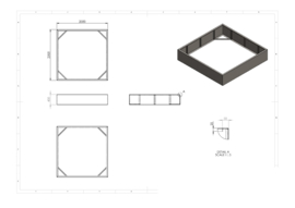 Aluminium plantenbak zonder bodem 200x200x40 cm