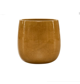 Keramiek schaal 'Illy'  glanzend geel Ø56 x H56 cm