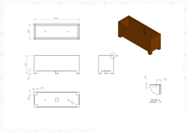 Cortenstaal plantenbak rechthoek 'Premium' op poten 150 x 50 x 60 cm