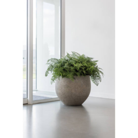 Ronde stonelook bloembak `Baltimore` Ø69 x H57 | Kleur: Beige Stonelook