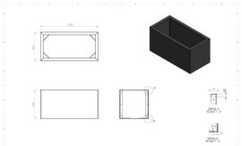 Verzinkt staal plantenbak 100x50x50cm (bouwpakket)