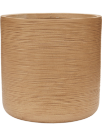 Ronde Fiberclay bloembak 'Sandflow' | kleur: Brown Beige | Ø 53 x H 52 cm