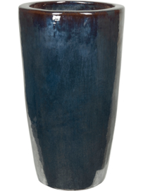 Keramiek plantenbak  'Alonzo' metaalblauw geglazuurd D36xH70 cm