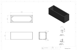Verzinkt staal plantenbak 120x40x40cm (bouwpakket)
