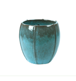 Keramiek plantenbak  'Felice' turquoise geglazuurd D55xH55 cm