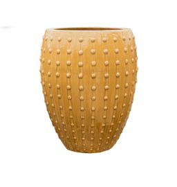 Keramiek plantenbak  'Lucia' glanzend geel D64 x H80 cm