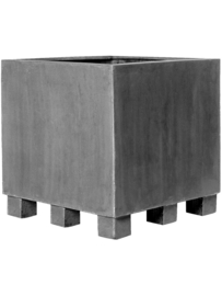 Vierkante stonelook plantenbak `Austin` Afmeting: L110 x B110 x H100 | Kleur: Grey Stonelook