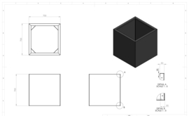 Verzinkt staal plantenbak 70x70x70 cm (bouwpakket)